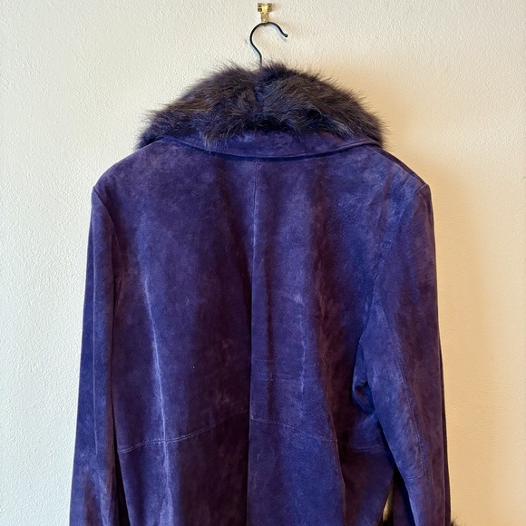 Vintage Jerry Lewis Classic Luxuries purple suede faux fur Penny Lane coat - Picture 3 of 16